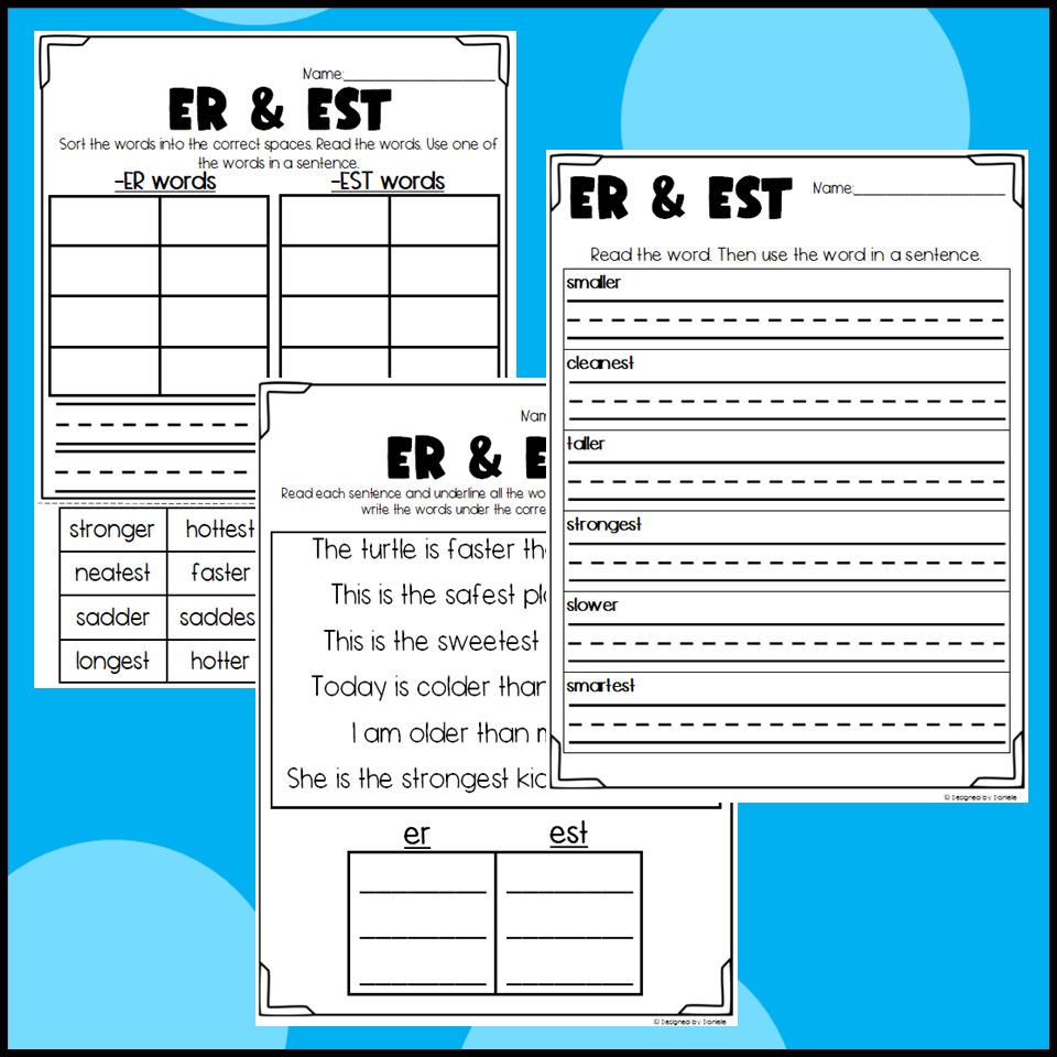 Using Adjectives With Er Or Est Worksheets Library