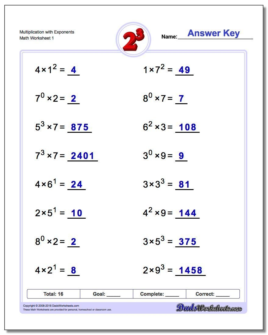 Exponents Worksheets Worksheets Library