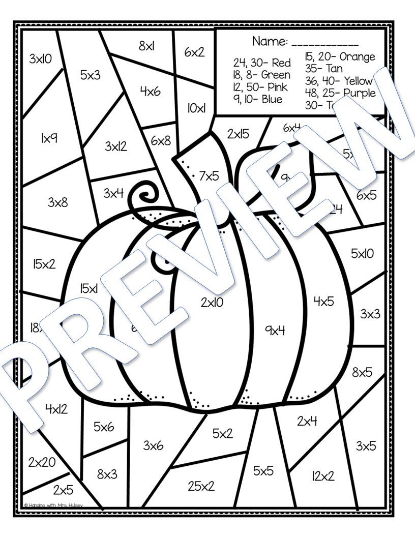 Fall And Halloween Multiply And Color My WordPress Halloween Multiplication Crosswords Math Worksheets For Grades 3 4 By Teach Simple