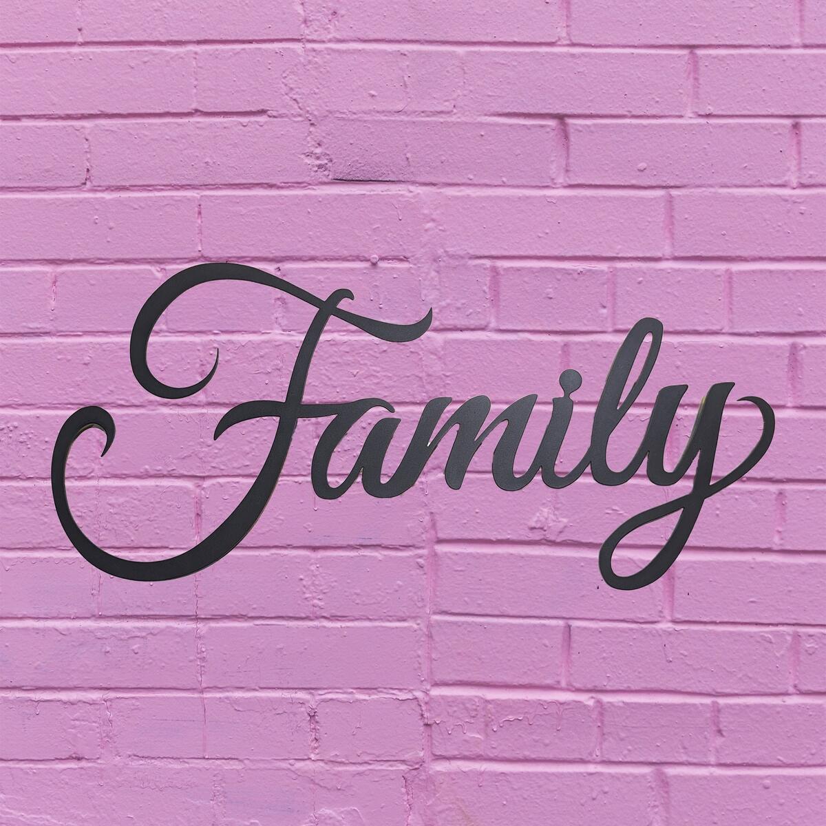 Family Script Metal Sign Cursive Steel Word Art Indoor Or Outdoor Wall Hanging Etsy