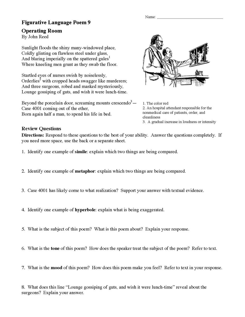Figurative Language Poems With Questions Ereading Worksheets
