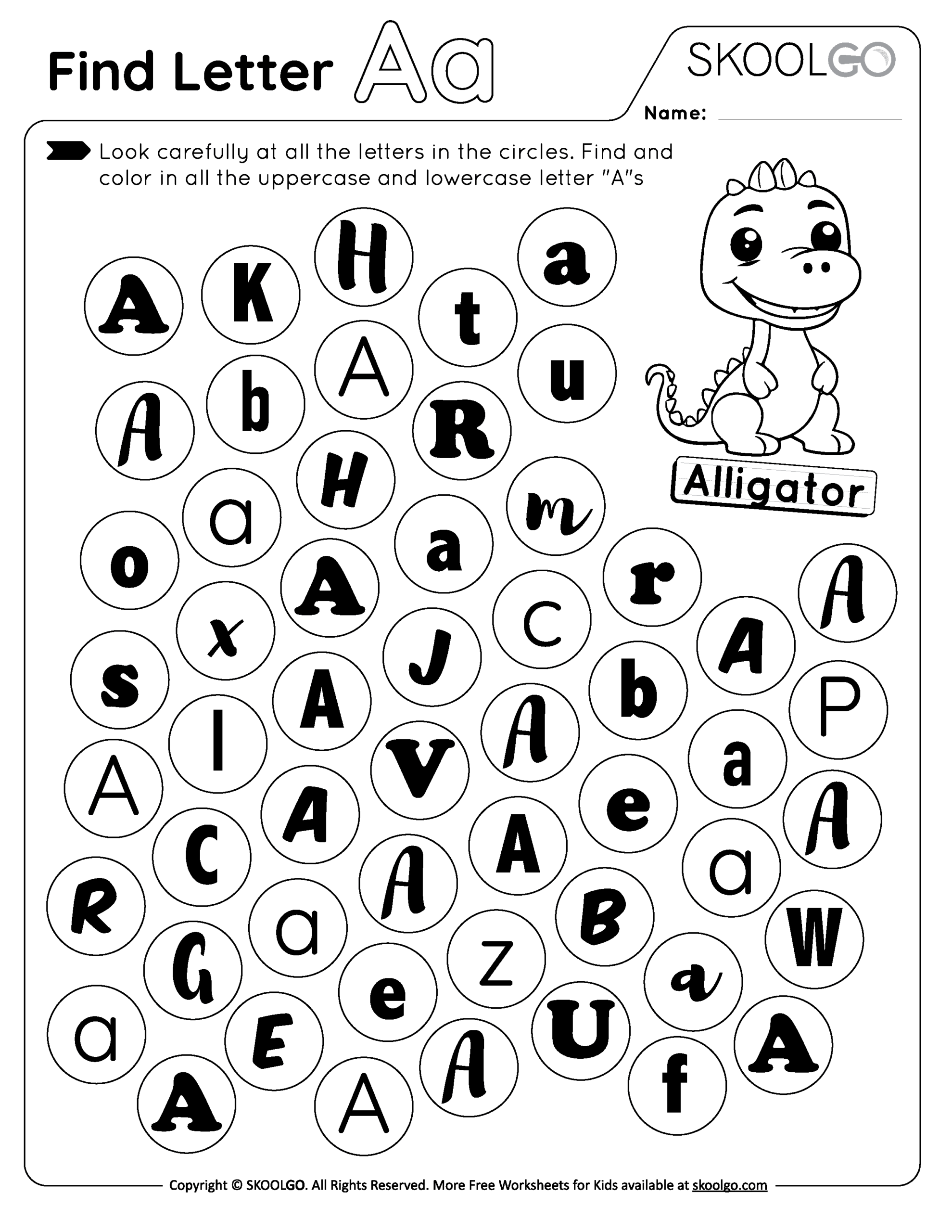 Find Letter A Free Worksheet For Kids SKOOLGO Apple Find The Letter Worksheets