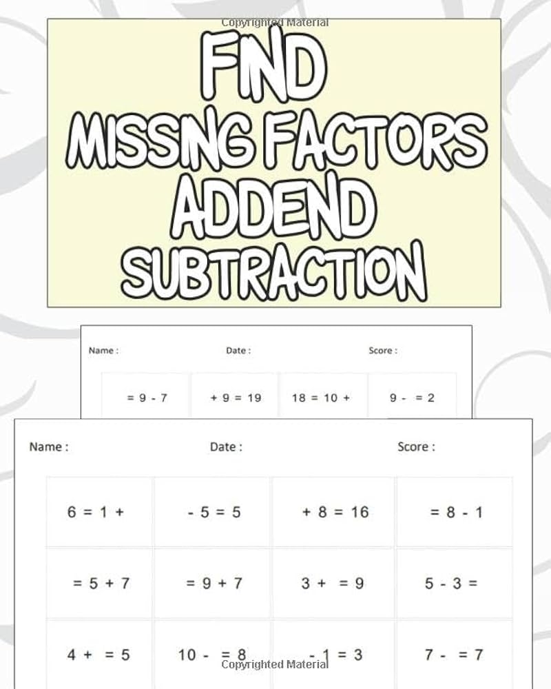 Find Missing Factors Addend Subtraction Missing Addend And Subtraction Worksheets Math Exercise Worksheets 100 Pages Ages 6 To 8 1st 2nd Grade Math Learning Nciro 9798634622996 Amazon Books Find Missing Factors Addend Subtraction Missing Addend And Subtraction Worksheets Math Exercise Worksheets 100 Pages Ages 6 To 8 1st 2nd Grade Math Learning Nciro 9798634622996 Amazon Books