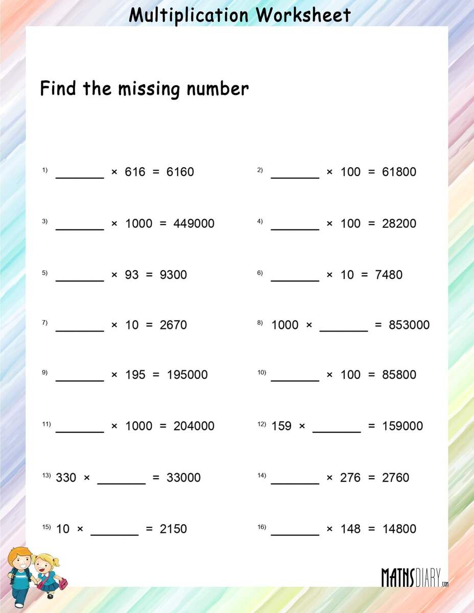 Find The Missing Number Multiplication Worksheets Math Worksheets MathsDiary