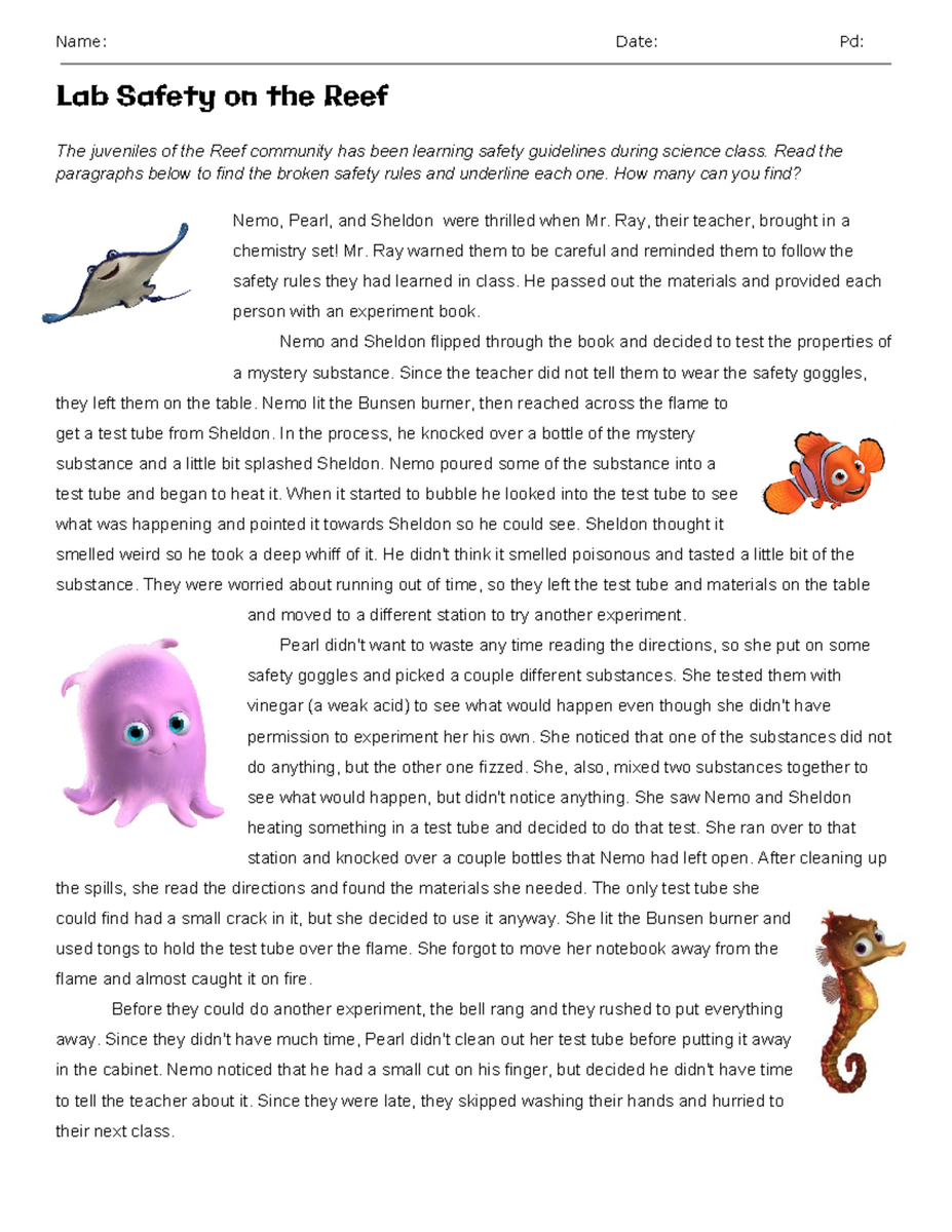 Finding Nemo Lab Safety Sci Process Practice Sheets Part 1 Studocu Finding Nemo Lab Safety Sci Process Practice Sheets Part 1 Studocu