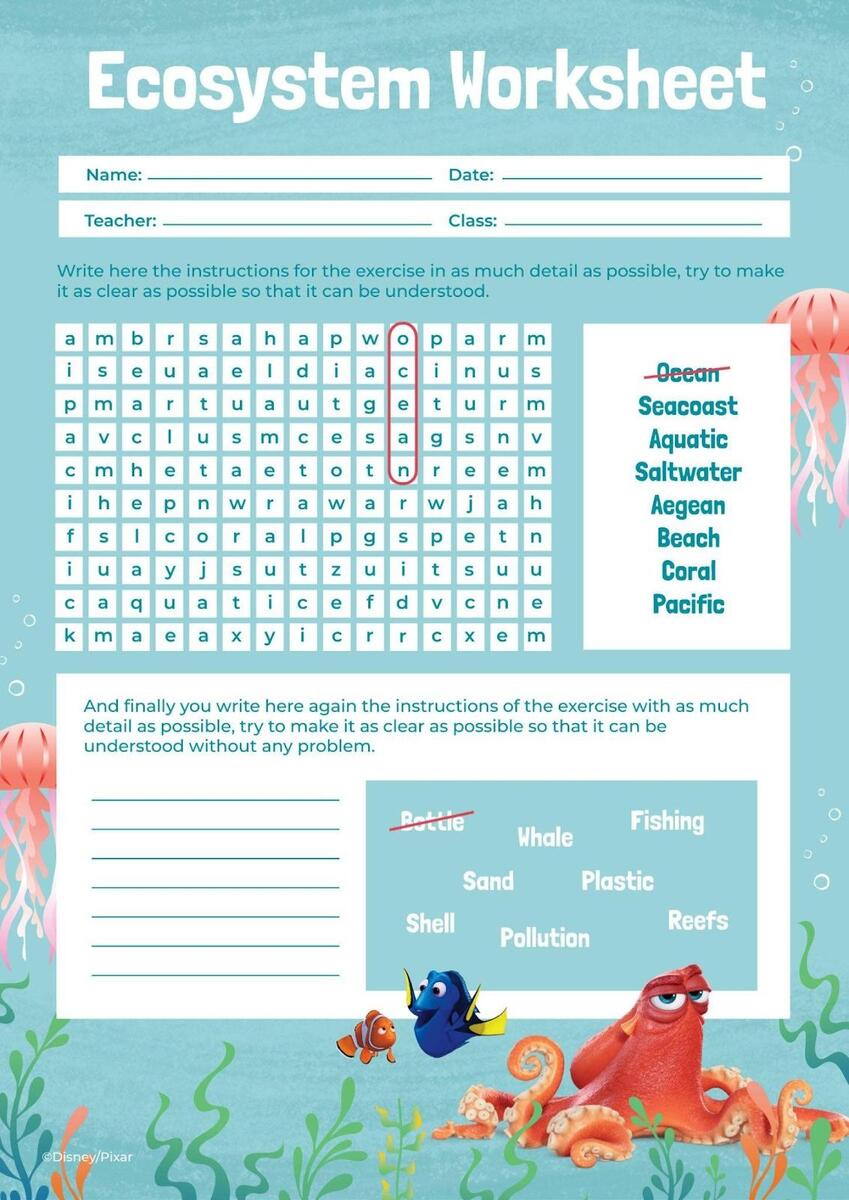 Finding Nemo Marine Ecosystem Worksheet Presentation Finding Nemo Marine Ecosystem Worksheet Presentation