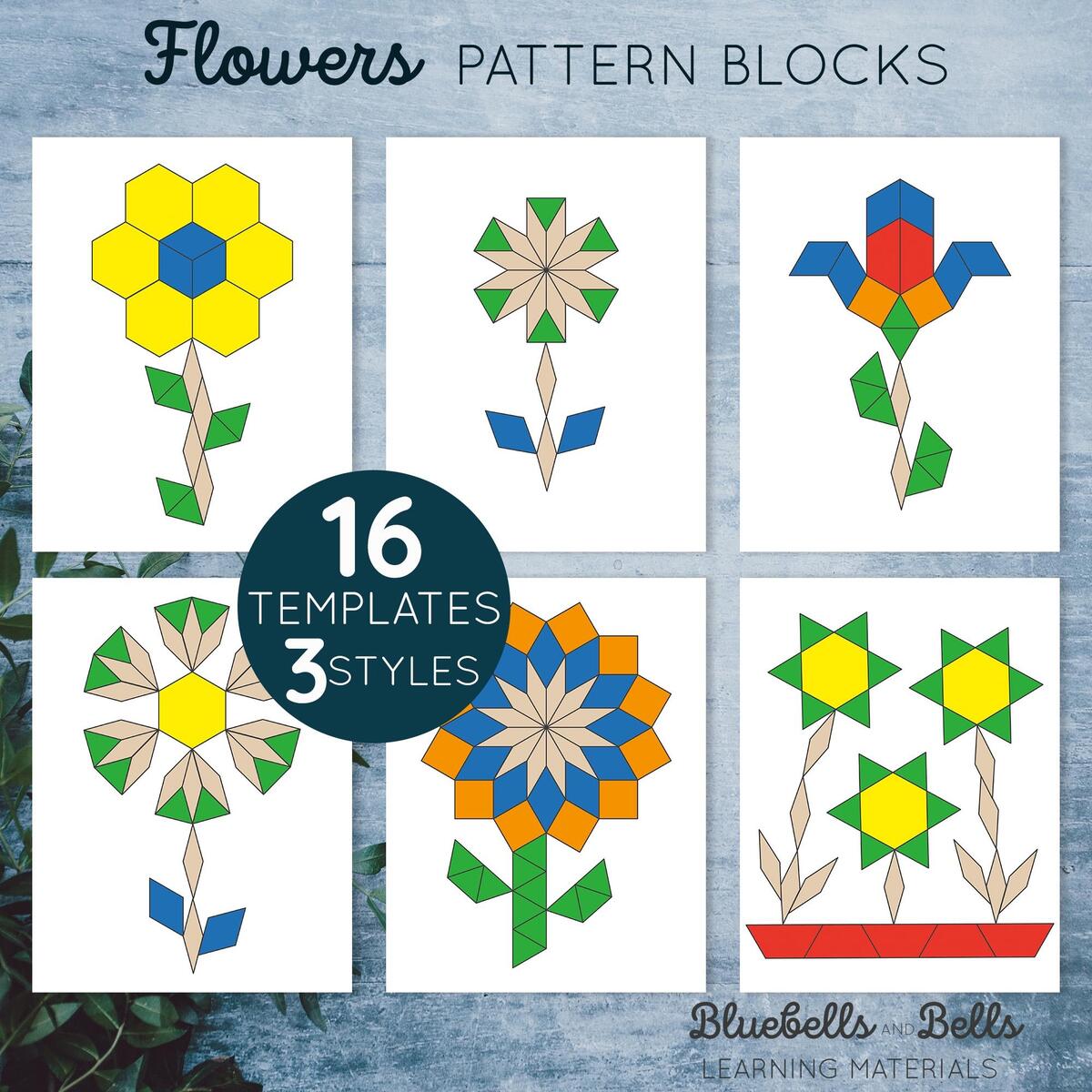 Flowers Pattern Blocks Templates Spring Preschool And Kindergarten Shape Matching Activity Etsy Sweden