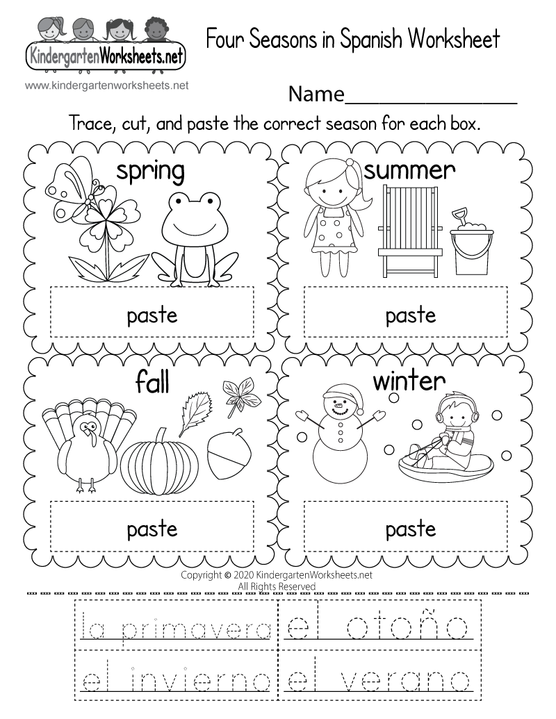 Four Seasons In Spanish Worksheet Free Printable Digital PDF Worksheets Library