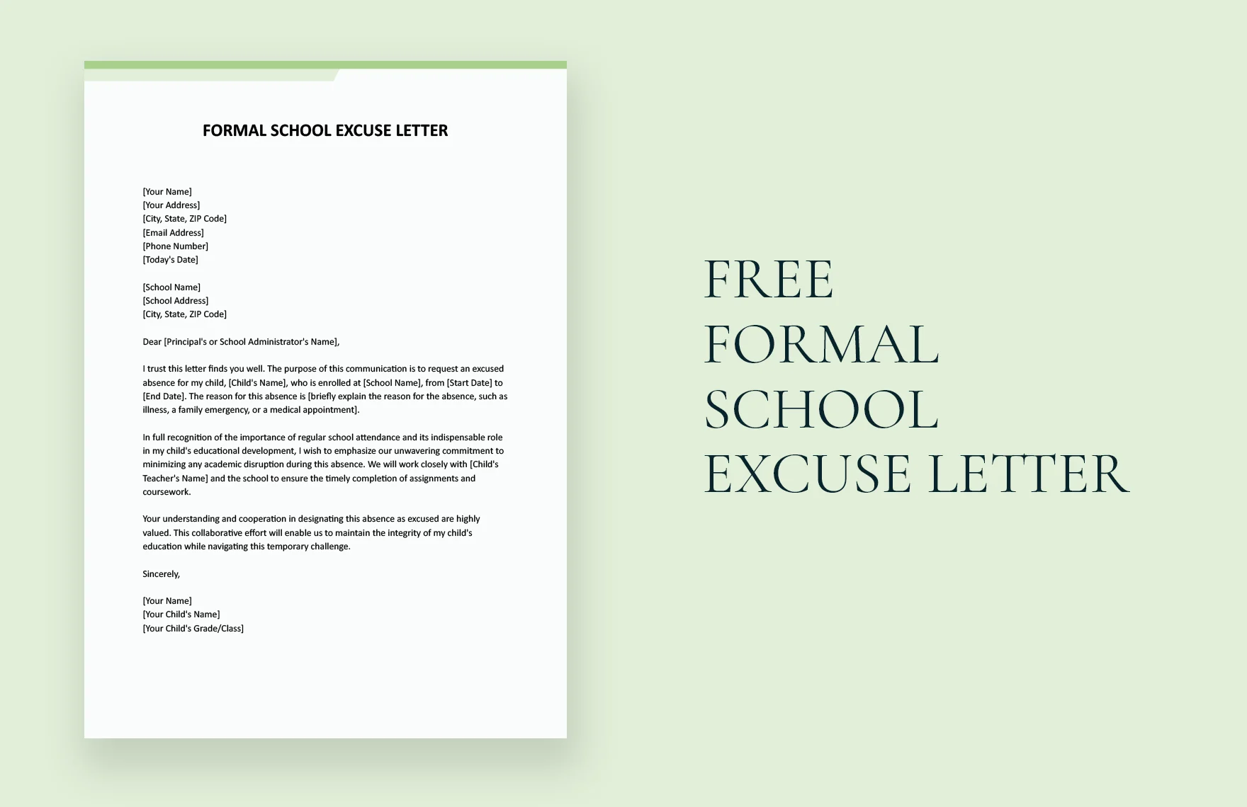 Free 19 School Excuse Letter Templates PDF DOC