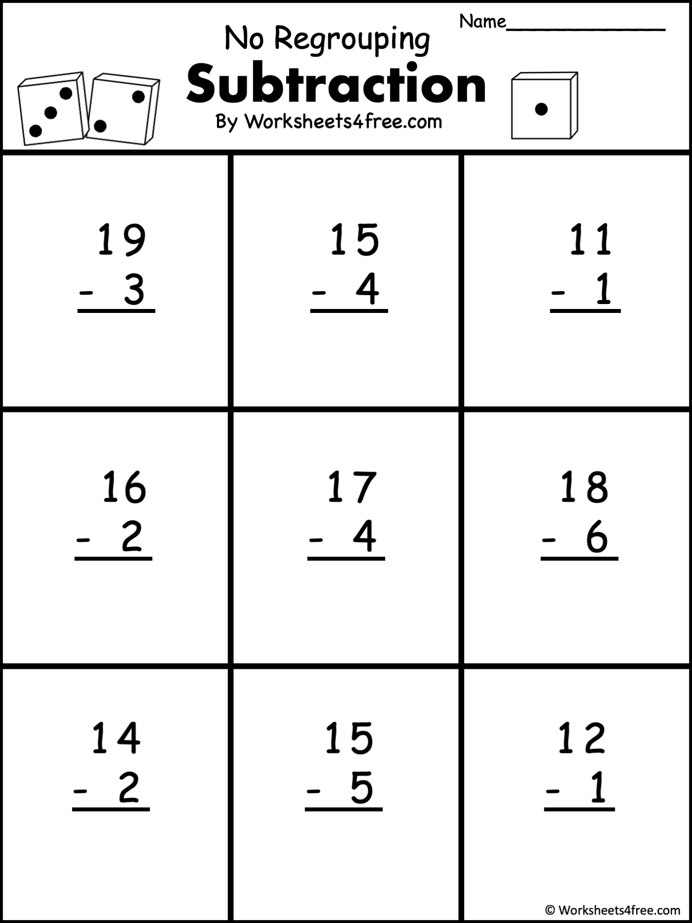Subtraction Facts Worksheets 1st Grade