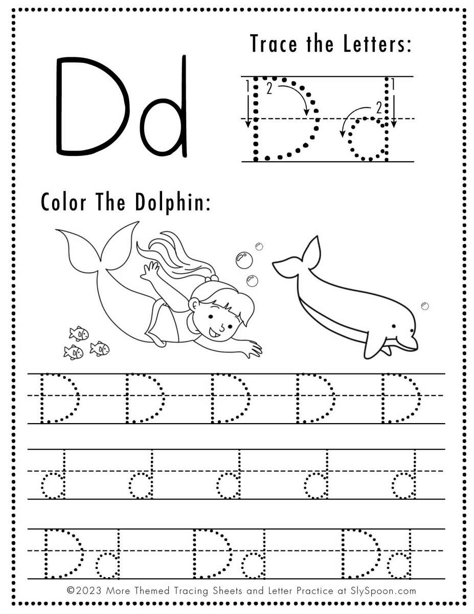 Free Alphabet Do A Dot Printables Worksheets Letter D Mermaid Themed Sly Spoon