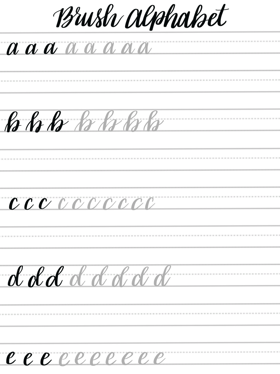 Free Brush Lettering Practice Sheets Lowercase Alphabet Worksheets Library