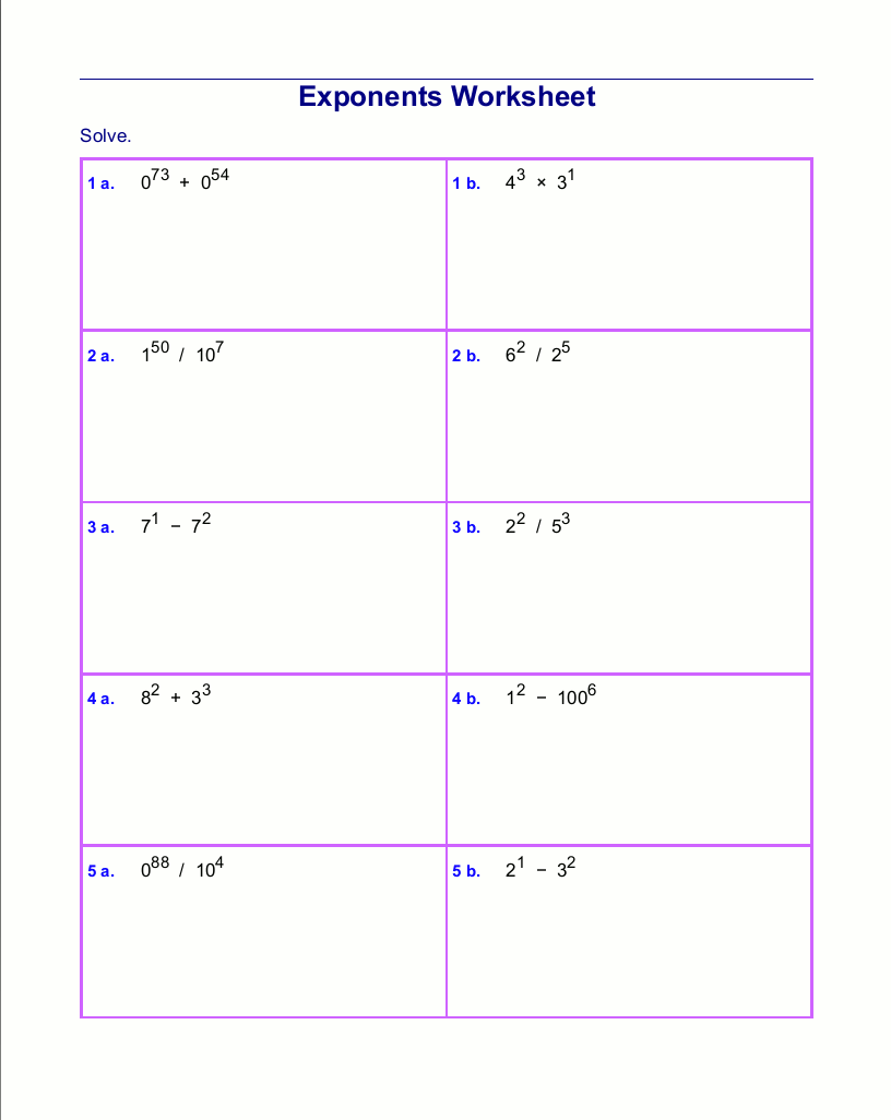 Free Exponents Worksheets Free Exponents Worksheets