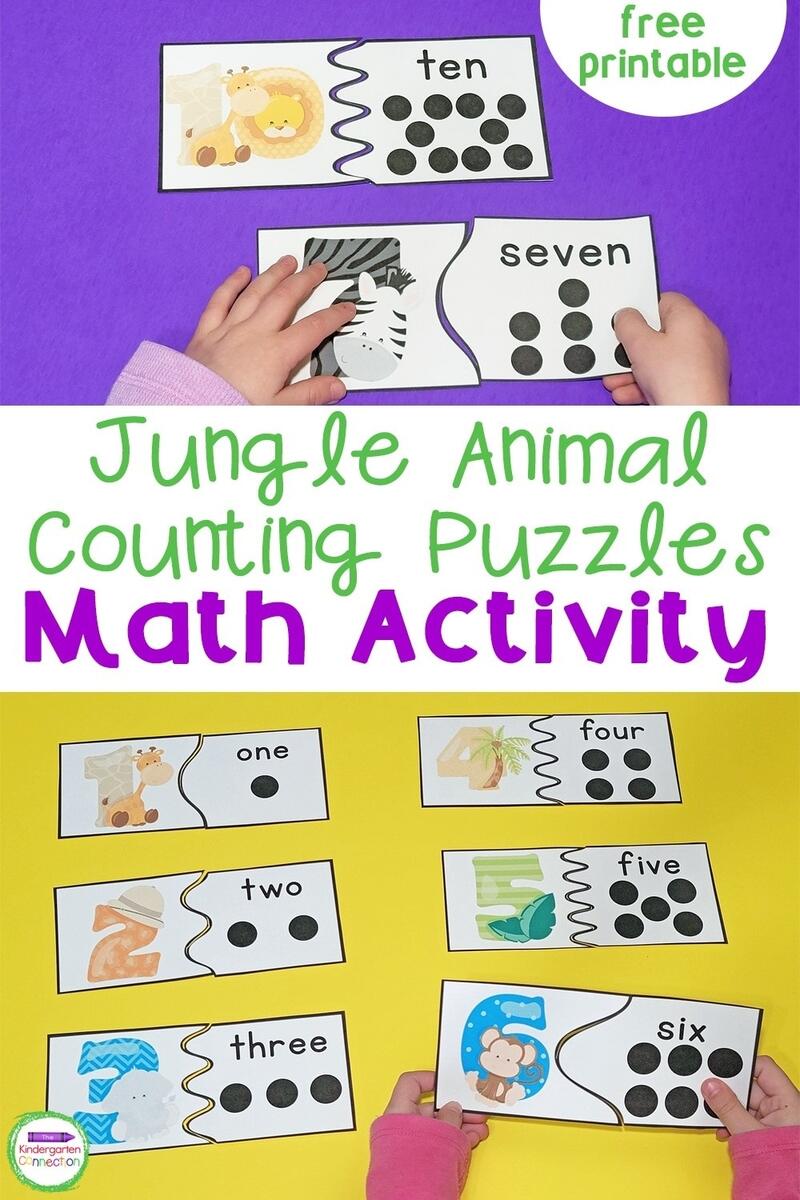 FREE Jungle Animal Counting Puzzles Rainforest Animal Patterns Math Centers With AB ABC And ABB Patterns Made By Teachers