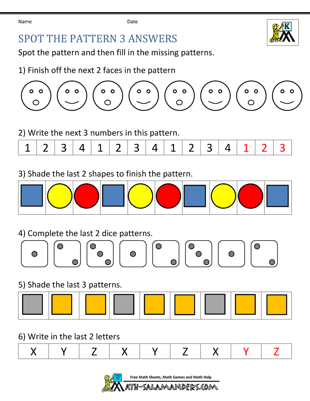 Free Kindergarten Worksheets Spot The Patterns Free Kindergarten Worksheets Spot The Patterns