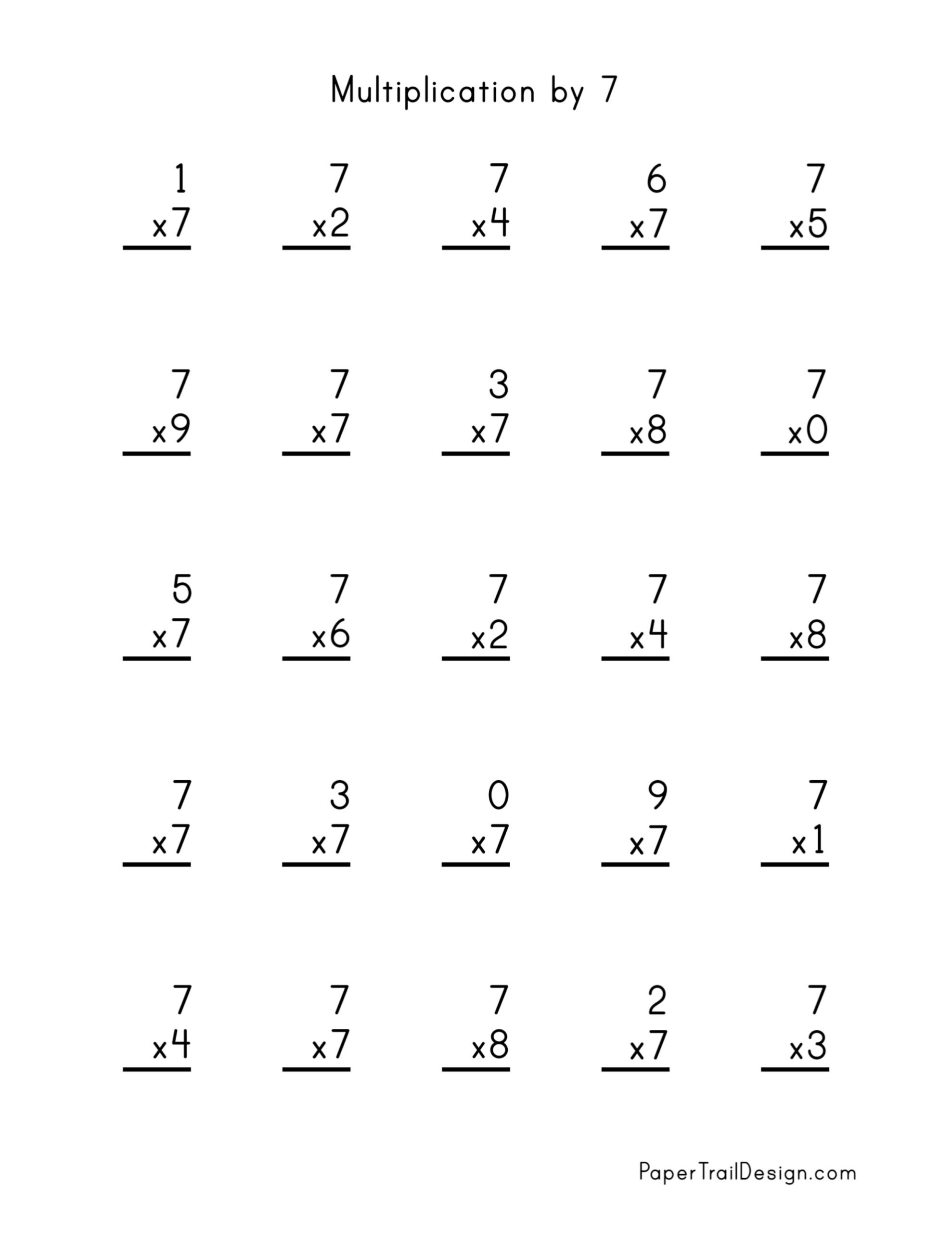 Free Multiplication Worksheets 1 12 Paper Trail Design Multiplication Facts 7 Times Table