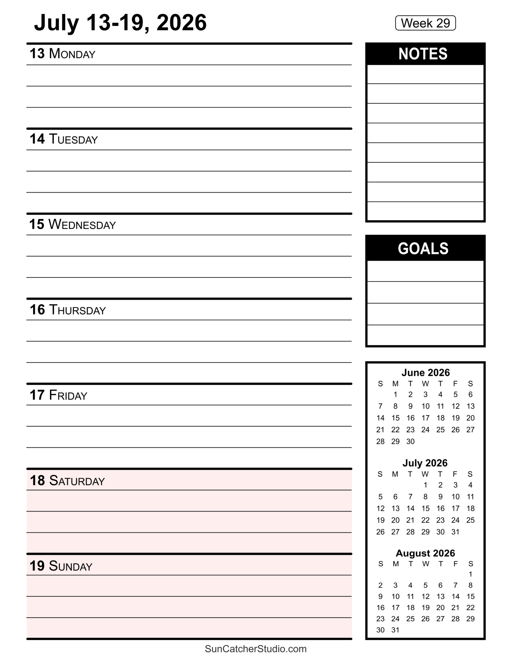 2026 Printable Calendar PDF Or Excel