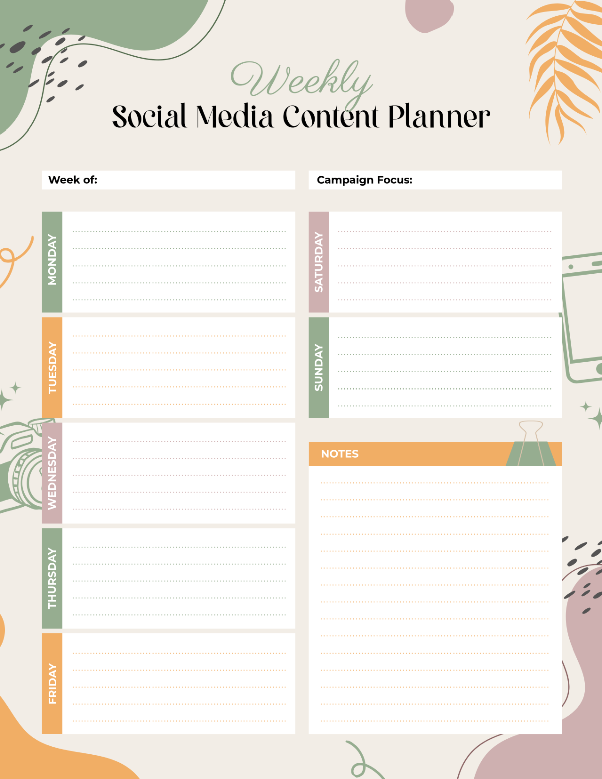Free Social Media Planner Templates To Customize Online