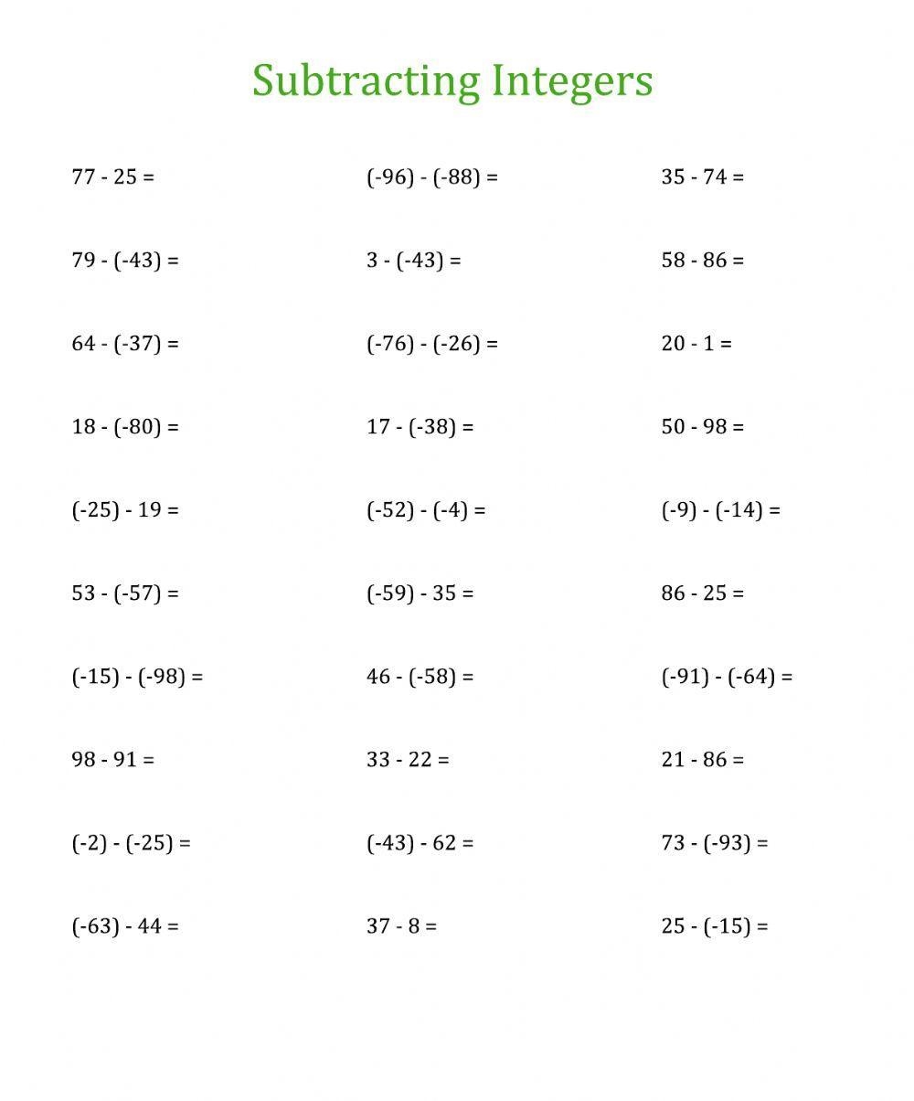 Free Subtracting And Adding Integers Worksheet Download Free Subtracting And Adding Integers Worksheet Png Images Free Worksheets On Clipart Library