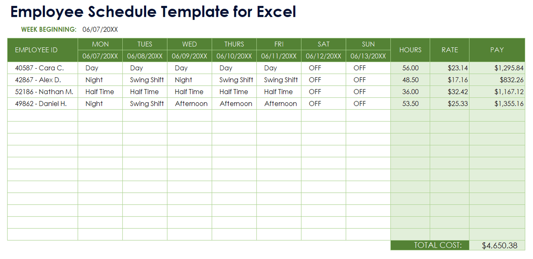 Free Work Schedule Templates For Word And Excel Free Staff Schedules Templates All Types Formats