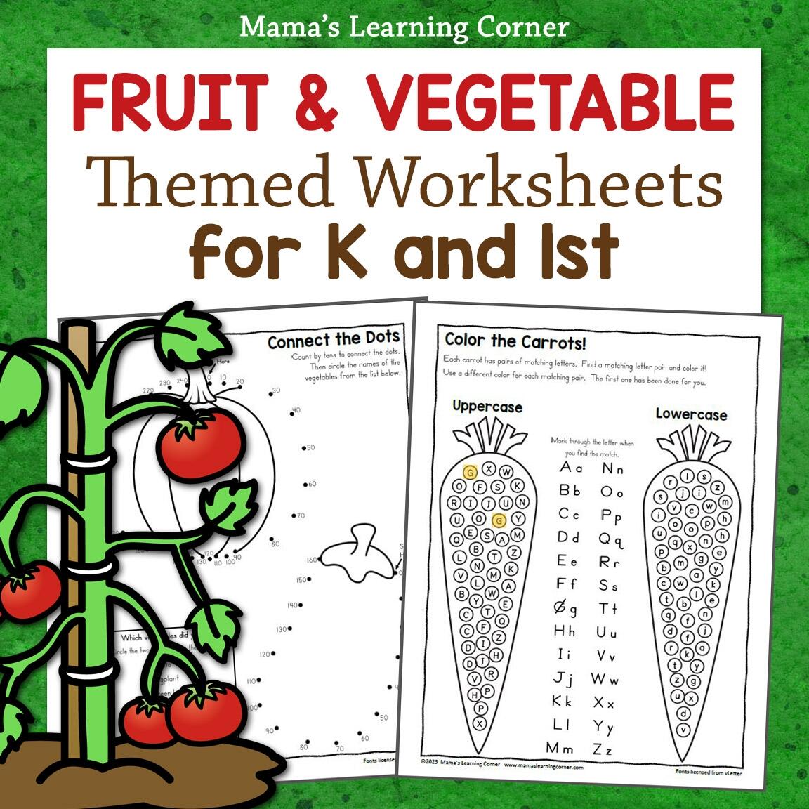 Fruit And Vegetable Worksheets For Kindergarten And First Grade Mamas Learning Corner Fruits And Vegetables Worksheets