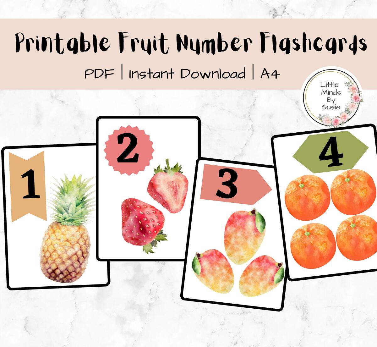 Fruit Counting 1 10 Learning Math Printable Numbers Homeschool Classroom Preschool Kindergarten Flash Cards Instant Download Etsy