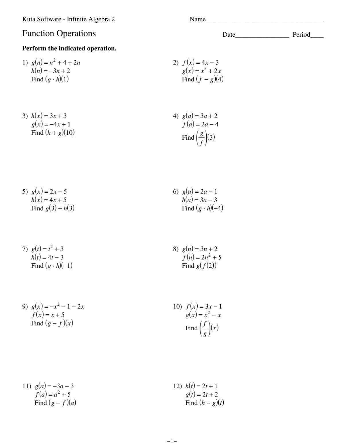 Function Operations Kuta Software Function Operations Kuta Software