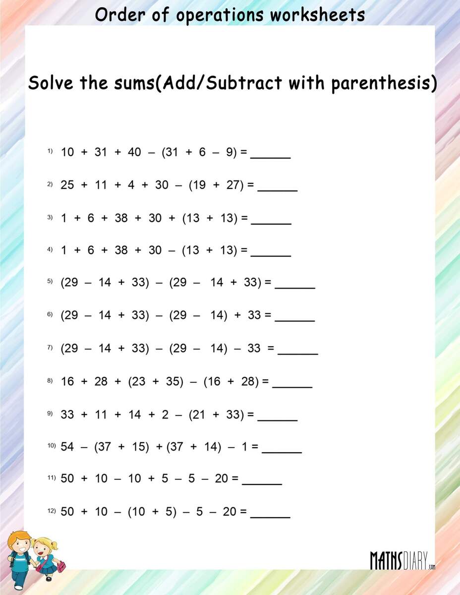 Fundamental Operations Order Of Operations Worksheets Math Worksheets MathsDiary Fundamental Operations Order Of Operations Worksheets Math Worksheets MathsDiary