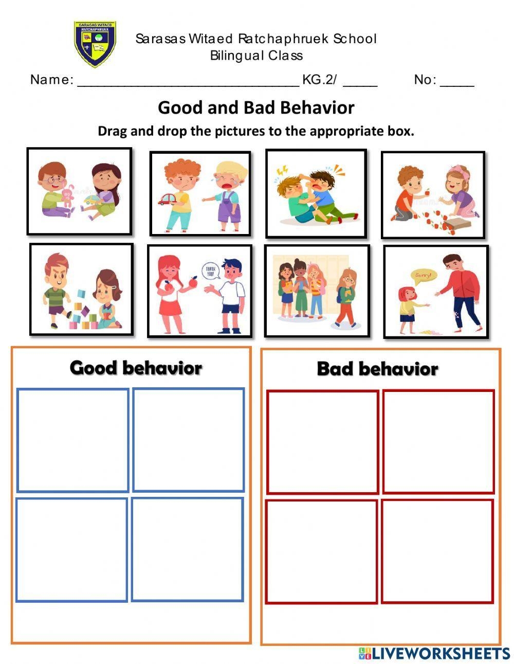 Good Behavior And Bad Behavior Worksheet Worksheets Library
