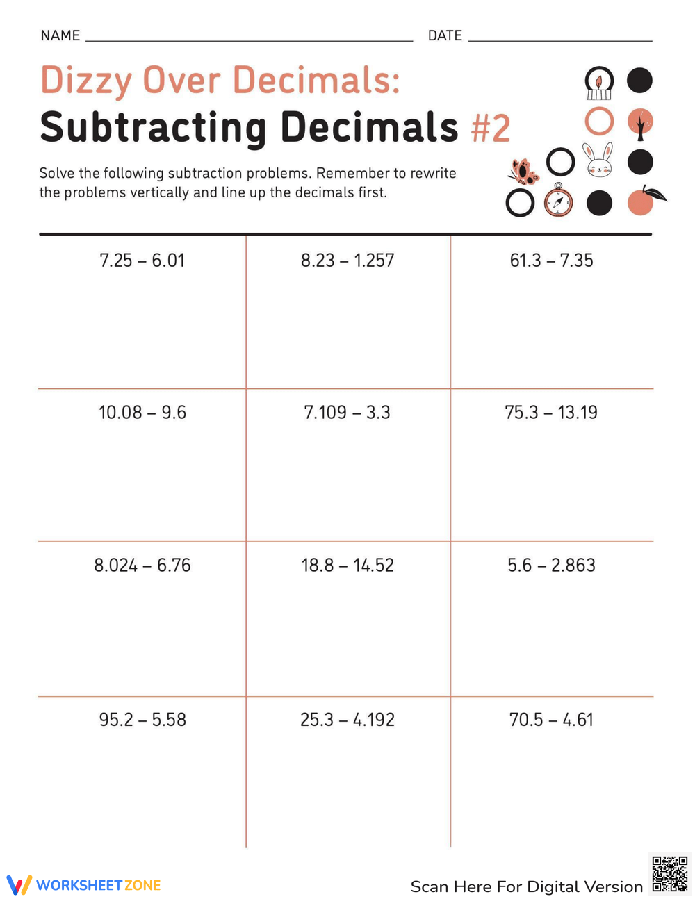 Grade 6 Adding And Subtracting Decimals Worksheets Grade 6 Adding And Subtracting Decimals Worksheets