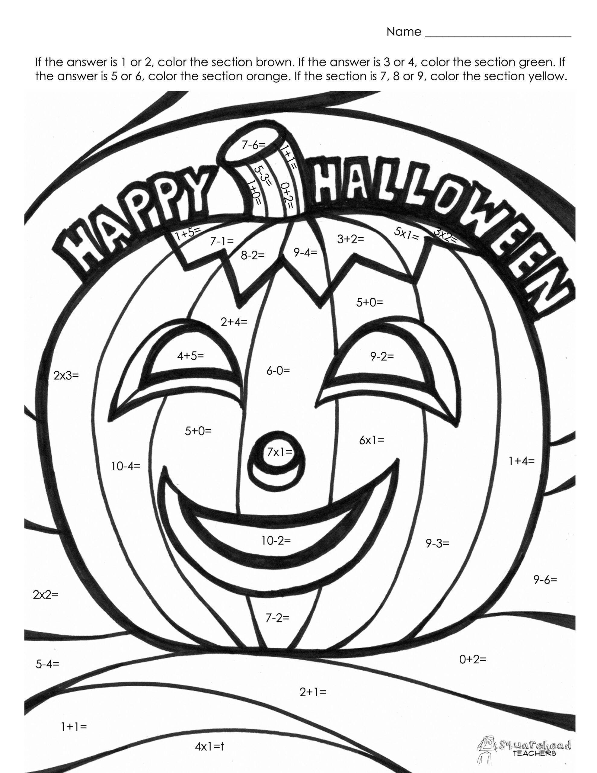 Halloween Math Fact Coloring Page Squarehead Teachers Halloween Color By Number Multiplication Halloween Color By Code Multiplication Halloween Coloring Pages Classful