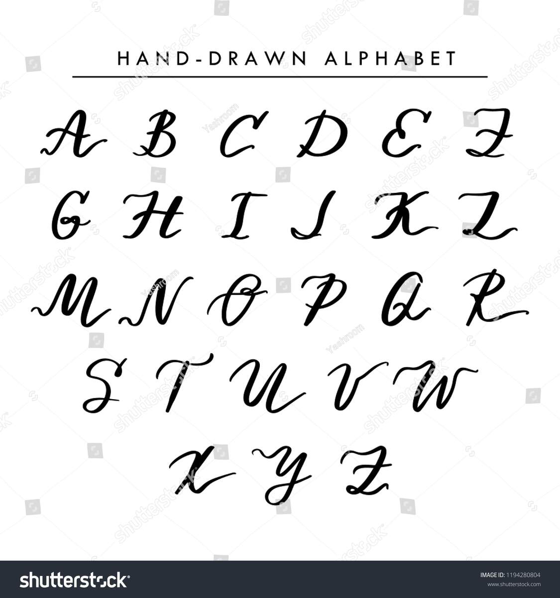 Hand Written Vector Alphabet Cursive Capital Stock Vector Royalty Free 1194280804 Shutterstock