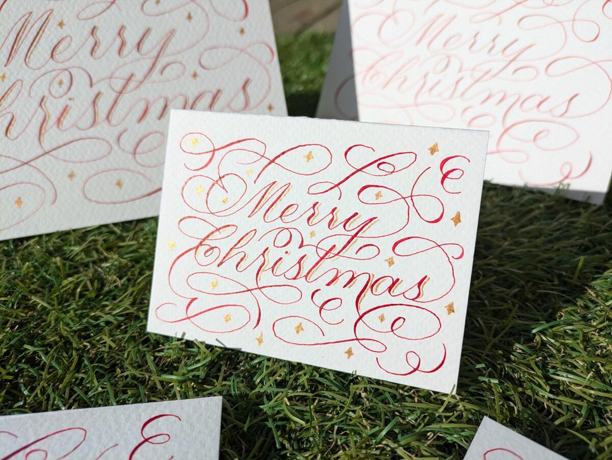 Handmade Calligraphy Merry Christmas Card Red And Gold Ink Etsy Handmade Calligraphy Merry Christmas Card Red And Gold Ink Etsy