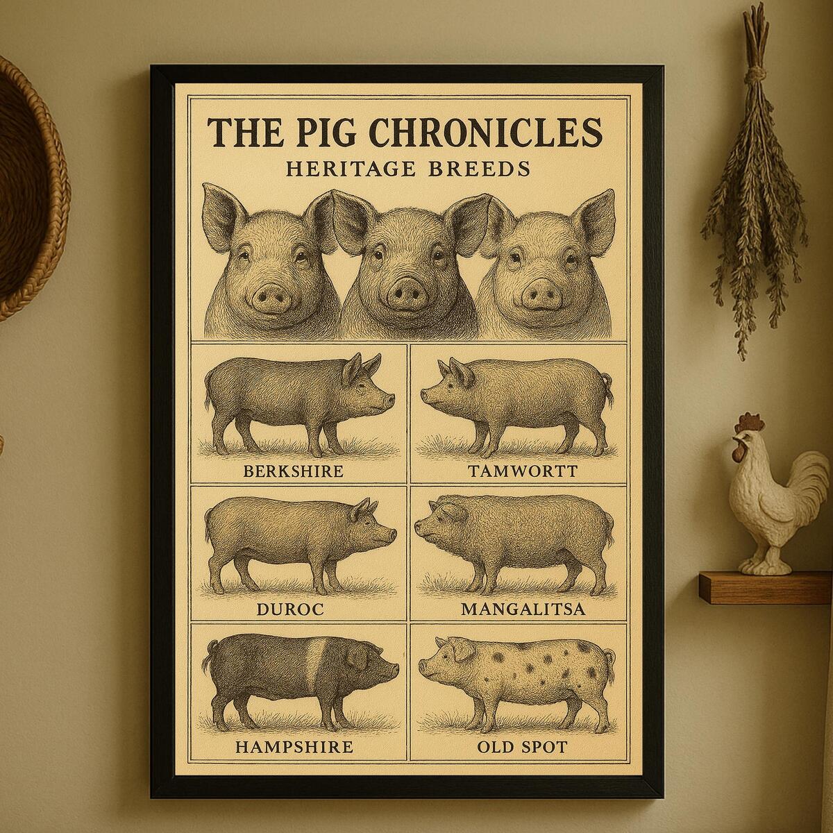 Heritage Pig Breeds Print Vintage Farmhouse Wall Art Rustic Barn Decor Digital Download Etsy Canada