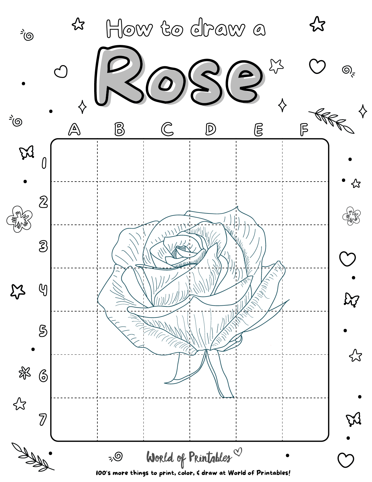 How To Draw A Rose Easy Step By Step Printable Activities World Of Printables