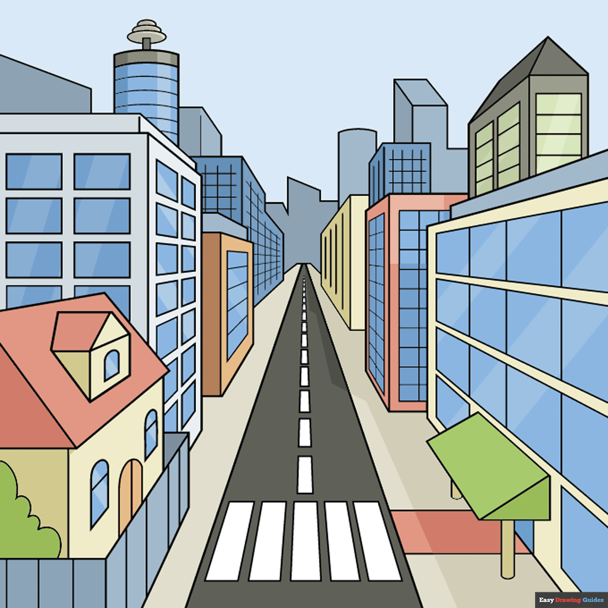 How To Draw An Easy City In One Point Perspective Really Easy Drawing Tutorial How To Draw An Easy City In One Point Perspective Really Easy Drawing Tutorial