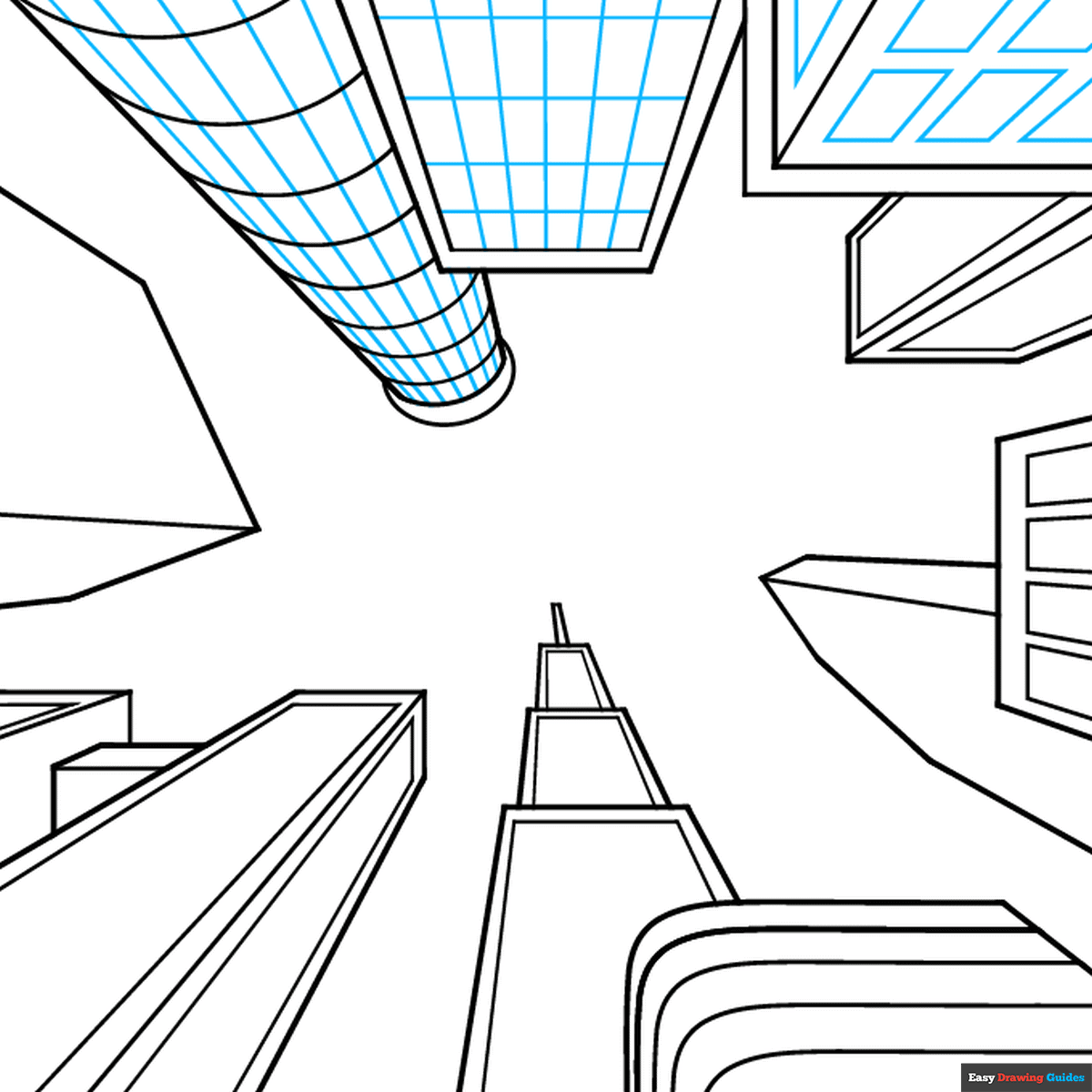How To Draw Easy Buildings And Sky In One Point Perspective Really Easy Drawing Tutorial How To Draw Easy Buildings And Sky In One Point Perspective Really Easy Drawing Tutorial