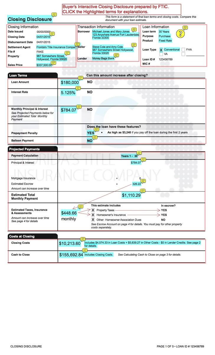 How To Read A Buyer S Closing Disclosure Florida S Title Insurance Company How To Calculate Closing Costs On A NC Home Real Estate