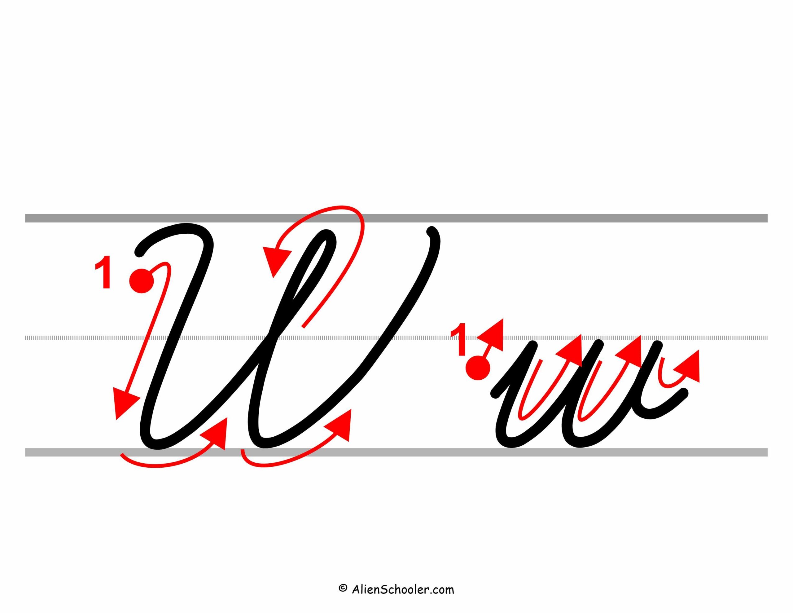How To Write Cursive W With Arrows Alien Schooler