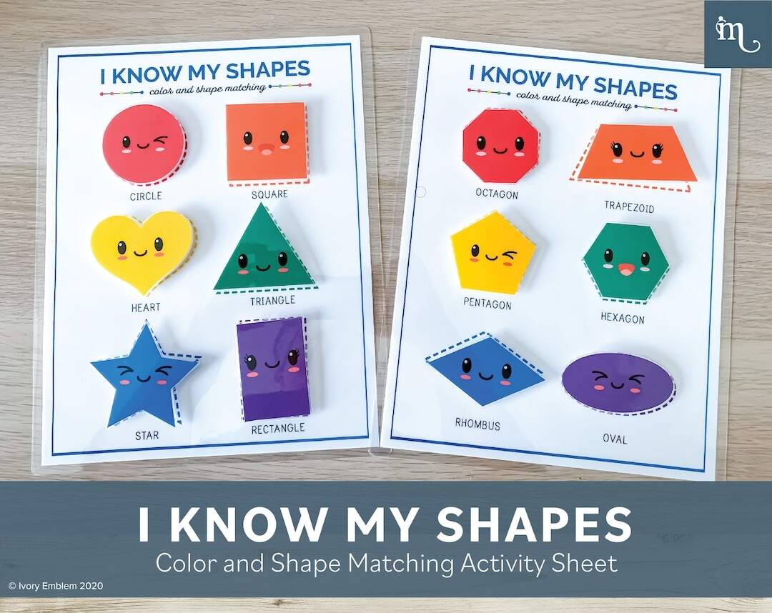 I Know My Shapes Shape And Color Matching Activity Sheet Busy Binder Etsy FREE I Know My Shapes Printable For Preschoolers