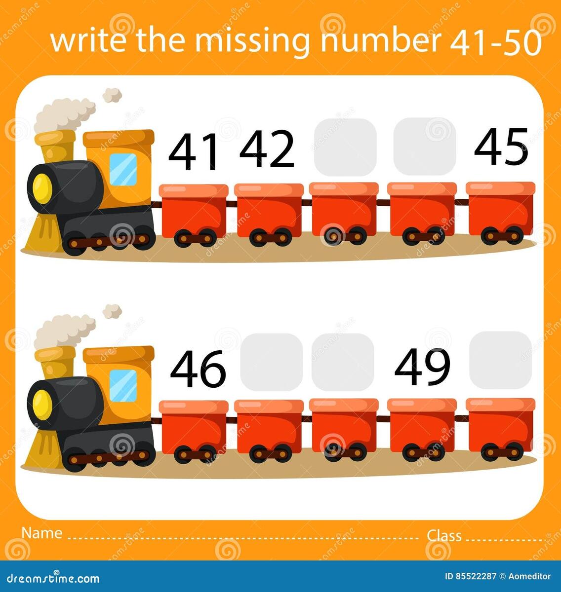 Illustrator Of Write The Missing Number 41 50 Stock Vector Illustration Of Worksheet Cute 85522287