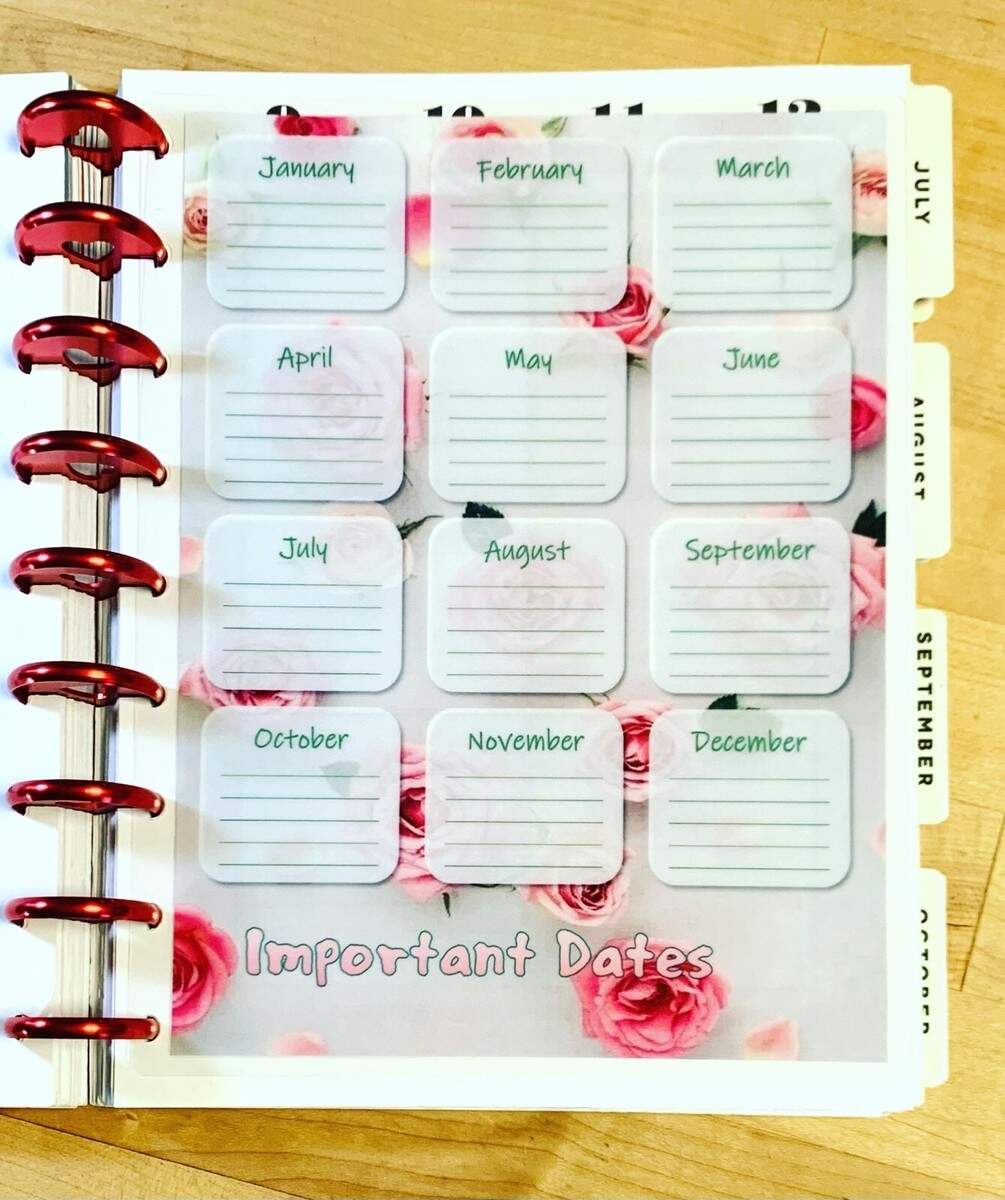 Important Dates 2 Sided Dashboard Insert For Use With Classic Happy Planner EBay