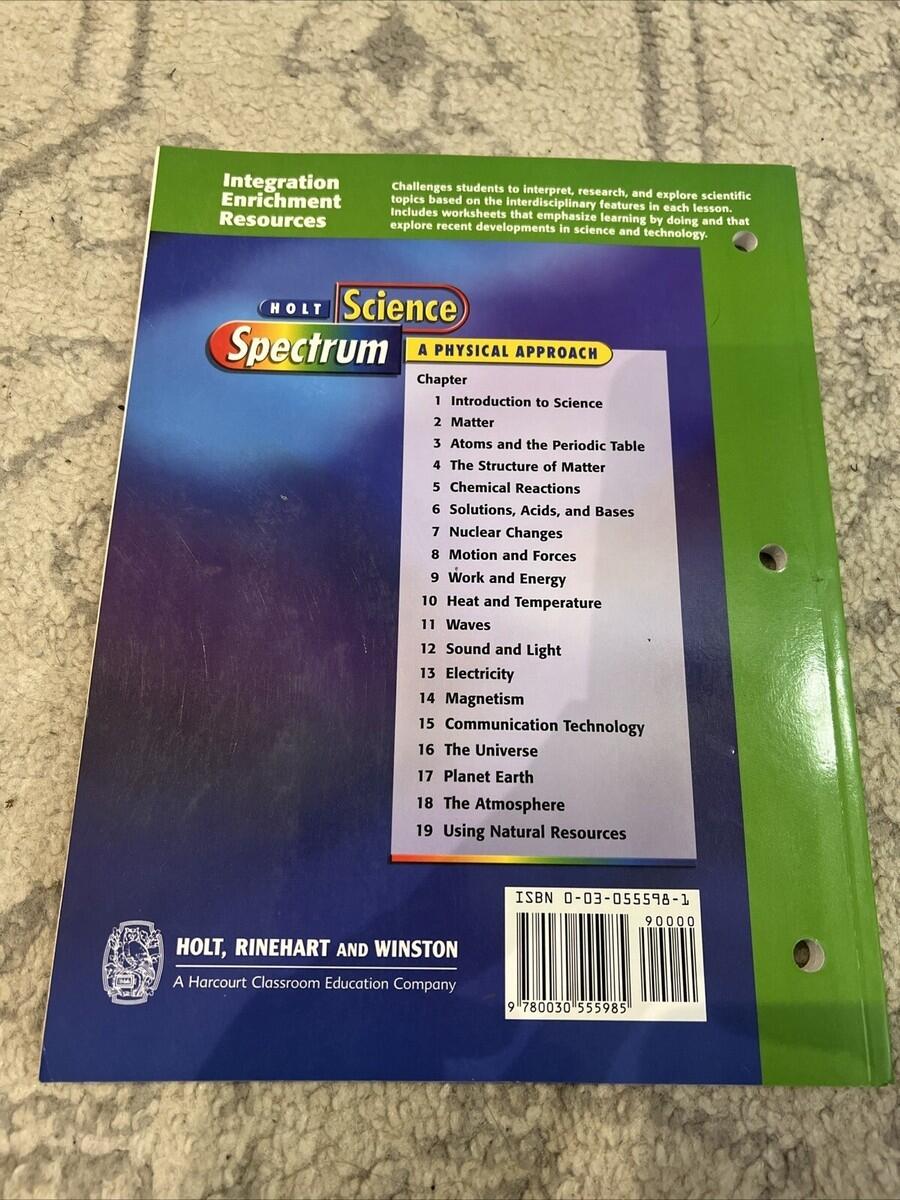 Integration Enrichment Resources Holt Science Spectrum 2001 A Paperback 9780030555985 EBay Integration Enrichment Resources Holt Science Spectrum 2001 A Paperback 9780030555985 EBay