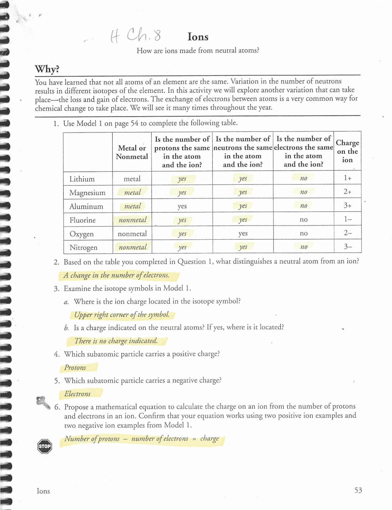 Ions And Ionic Compounds Worksheet Key Exercises Chemistry Docsity Microbiology BIO 101 Ions Worksheet Understanding Ion Formation Studocu