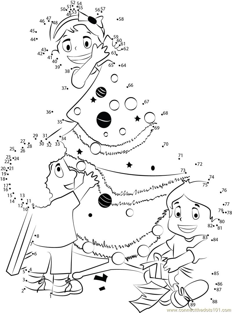 Kids Decorating Christmas Tree Dot To Dot Printable Worksheet Connect The Dots Kids Decorating Christmas Tree Dot To Dot Printable Worksheet Connect The Dots