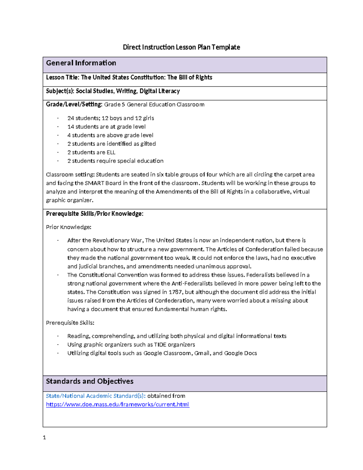 ESOL Lesson Plan Intro To English Language