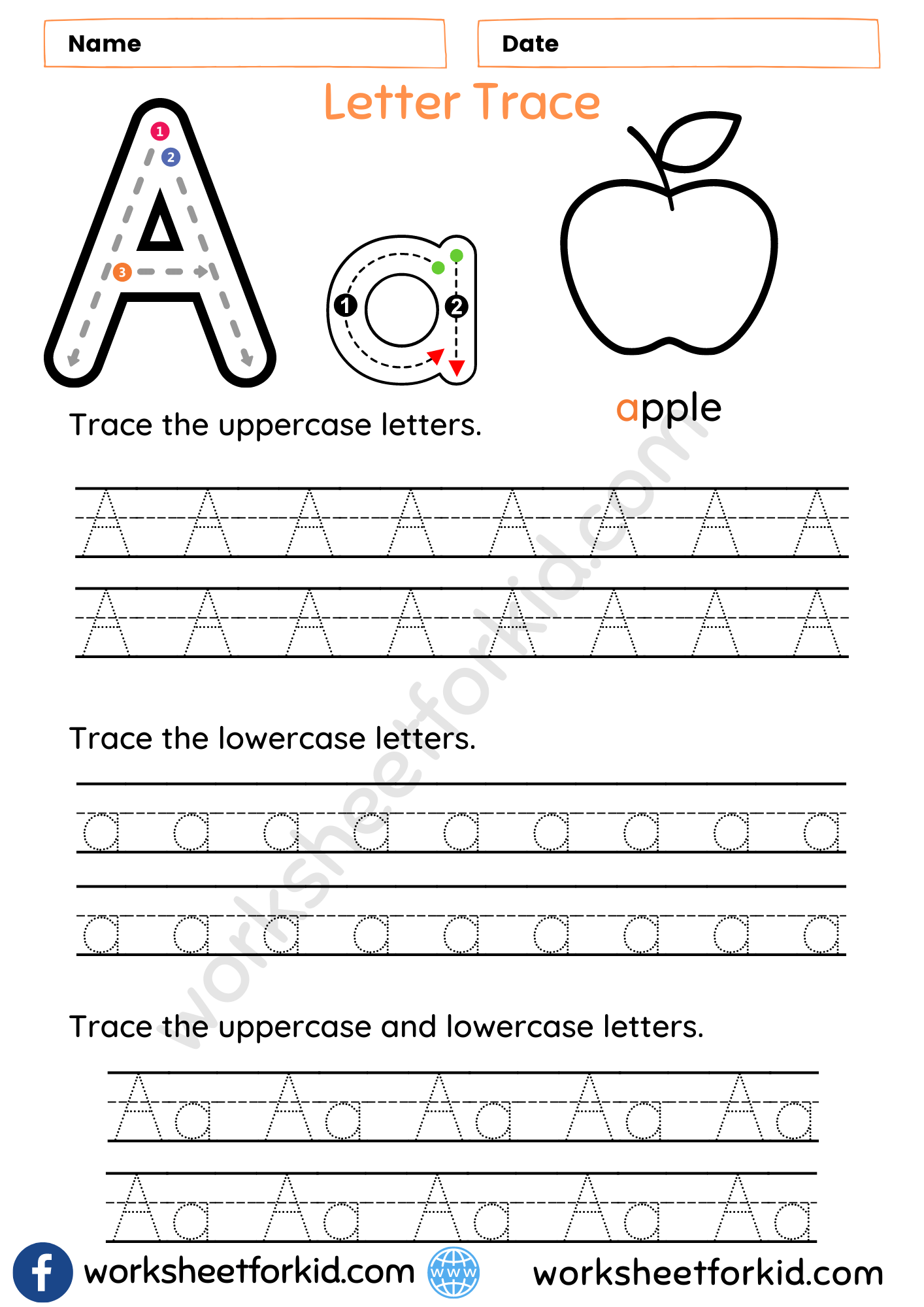 LETTER A WorksheetForKid