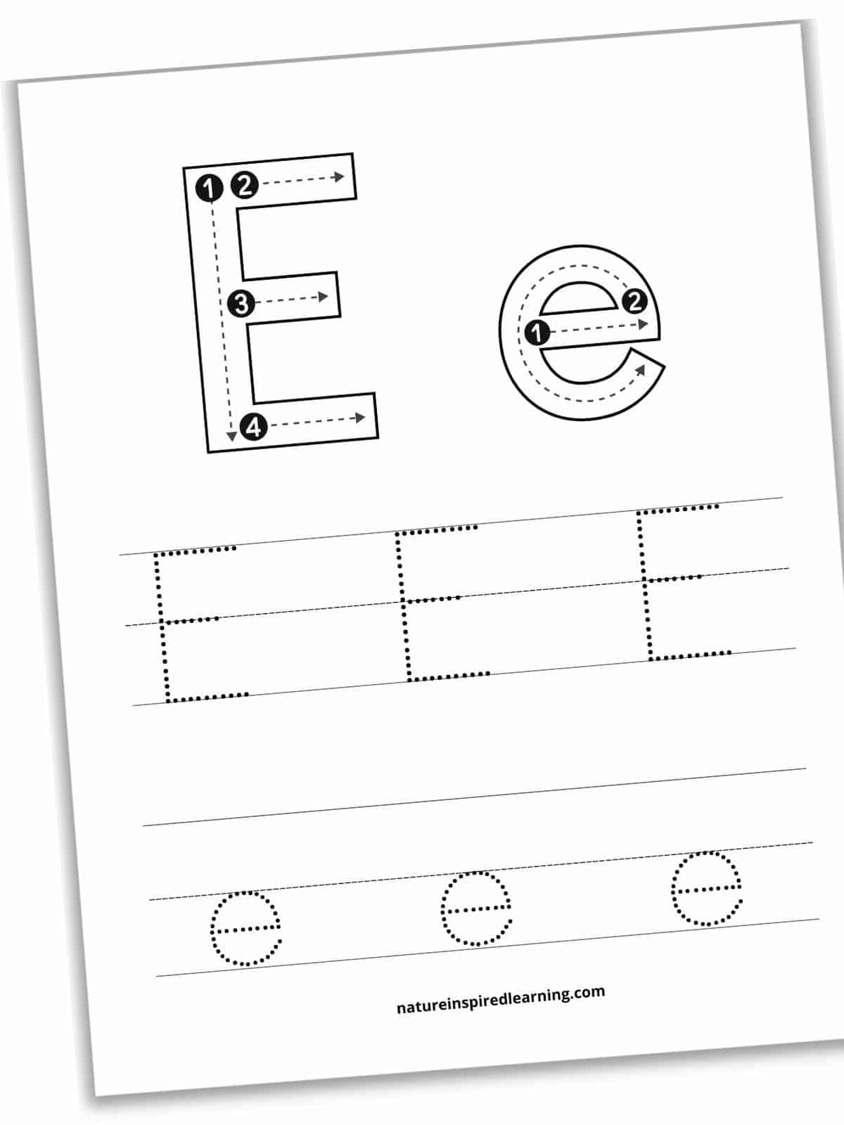 Letter E Tracing Worksheets Free Nature Inspired Learning Letter E Tracing Worksheets Free Nature Inspired Learning