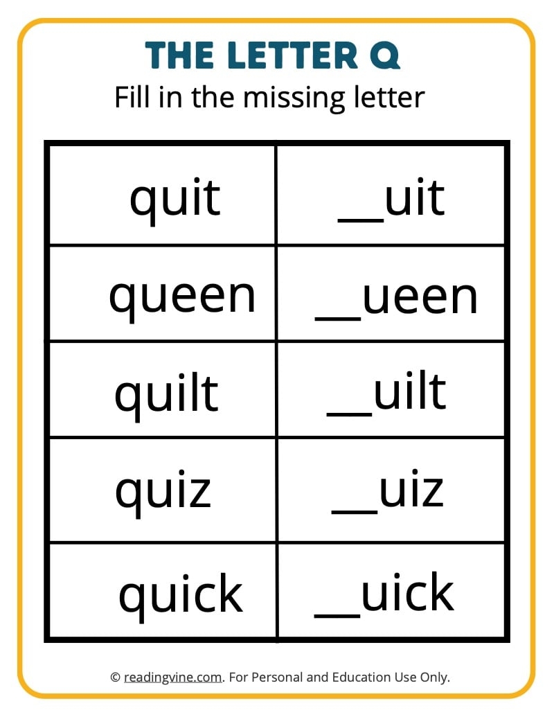 Letter Q Worksheets For Preschool Free Printable