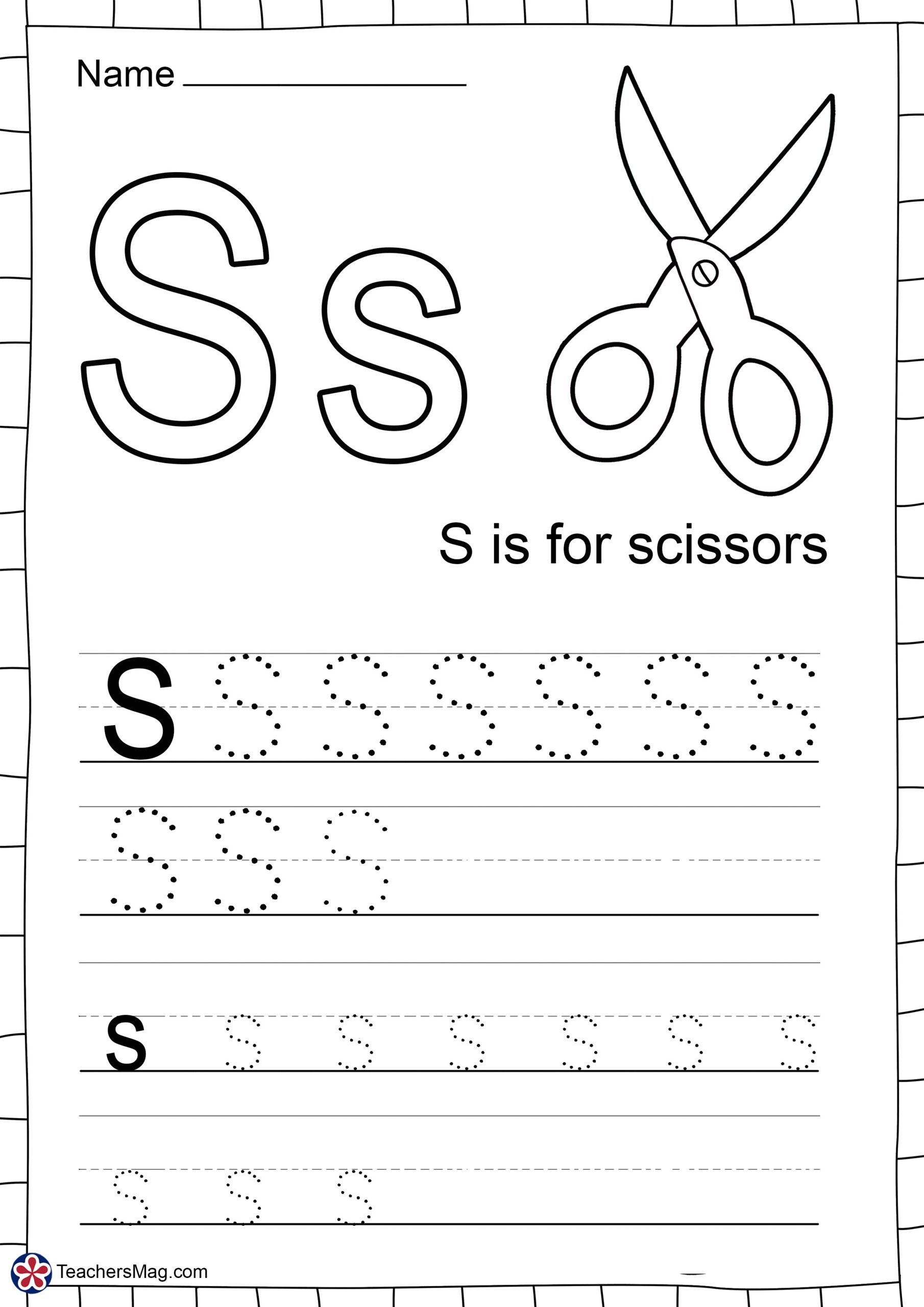 Letter S Tracing Worksheet Free Printables Teach Prints